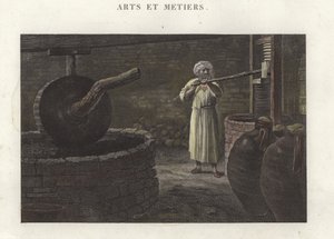 The Vinegar Maker Tending to His Press by French School