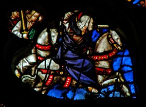 The West Rose Window Depicting a Scene from the Book of Revelation: Faithful and True, the King of Kings on a White Horse, with Two Other Warriors Behind by French School
