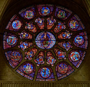 The west rose window, depicting the Last Judgement (rose window - internal) by French School