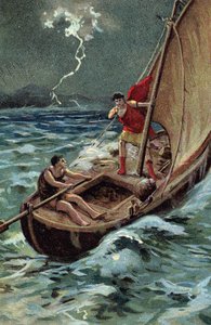 The Young Julius Caesar (100-44 BC) Crossing the Adriatic Sea to Join Dalmatia Bravely Advances Despite the Tempest, Confident in His Good Star and Destiny