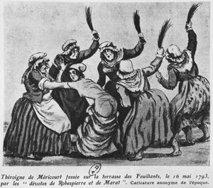 Theroigne de Mericourt whipped by a group of Parisian Jacobin women, 16th May 1793 by French School