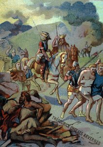 Theoderick, eldest son of Clovis, in the Arvernes (Auvergne) (532-533). Chromolithography of the Series Patriotic Education through Image