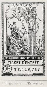 Ticket of Entry to the Exposition Universelle of 1889 (litho) by French School