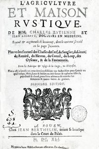 Title Page of Agriculture and Rustic House, by Charles Estienne, edition published 1641 by French School
