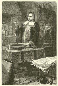 Torricelli inventing the barometer by French School
