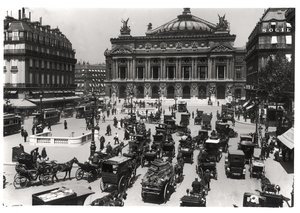 Traffic in front of the Paris Opera House, 1890-99 by French School