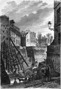 Transformations of Paris under the Second Empire: view of Rue Rollin at its intersection with Rue Monge by French School