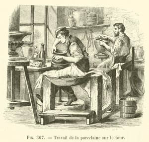 Porcelain Work on the Lathe by French School