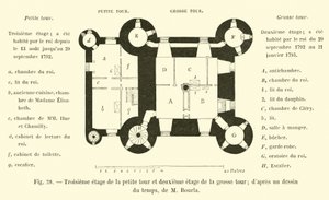 Third floor of the small tower and second floor of the large tower; after a drawing of the time, by Mr. Bourla by French School
