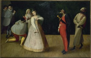 Troupe of Italian Comedians (the Gelosi?), circa 1580 by French School