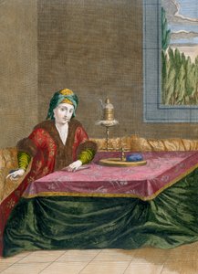 Turkish woman spinning thread, c.1708