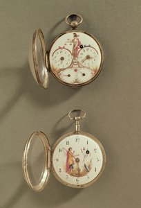 Two pocket watches decorated with Revolutionary symbols by French School