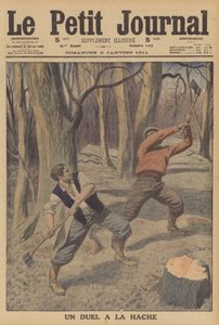 Two Woodcutters Fighting with Axes by French School