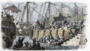 US War of Independence: revolt of American settlers against taxes imposed by the English Parliament on tea and other foodstuff by French School
