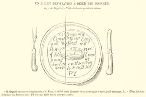 A Dinner Invitation Ticket by Hogarth (engraving)