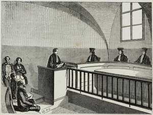 Une these at the school of law in Paris - Engraving in 