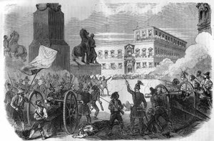 Uprising in Bologna: overthrow of the pontifical government under Gregory XVI Pope from 1831 to 1846. Engraving in 