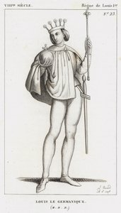 8th Century, Reign of Louis I, Louis the German (engraving) by French School