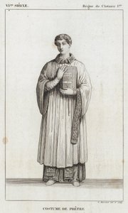 6th Century, Reign of Clotaire I, Priest Costume (engraving) by French School