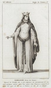 6th Century, Reign of Clotaire I, Radegonde, Queen of France (engraving) by French School