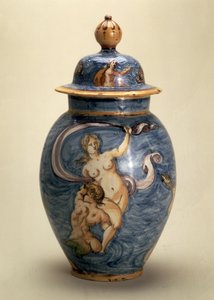 Vase, decorated with sea deities, Nevers, early 17th century