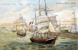 Vessels of the company of the West Indies in the port of Le Havre. 19th century illustration preserved at the municipal library of Dinan by French School