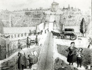 View of Pere-Lachaise Cemetery by French School