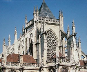 View of flying buttresses by French School