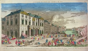 View of the Hotel de Ville, Marseille, in 1720 by French School