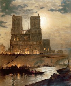 View of the West Facade of the Cathedral of Notre-Dame, Paris, c.1840 by French School