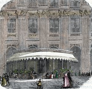View of the Cafe de la Rotonde at the Palais-Royal in Paris around 1860 by French School