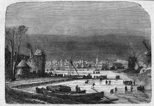 View of the city of The Hague in Holland, late 19th century. Engraving in 