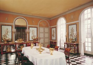 View of the dining room with Pompeiian style frescoes by Louis Lafitte