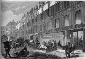 View of the facade of La Grande Maison, clothing factory. Paris by French School