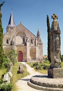 View of the facade of the Church of St. Pierre by French School
