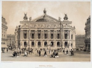 View of the Facade of the Opera Garnier in Paris Overlooking the Boulevard des Capucines. From 19th Century Watercolour