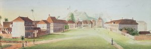 View of the infantry barracks at Cayenne, French Guyana, c. 1840 by French School