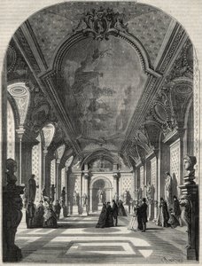 View of the new room of the Roman emperors at the Louvre Museum by French School