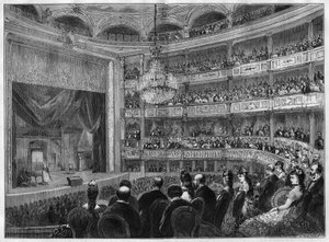 View of the theatre hall of the Odeon, newly restored. Paris by French School