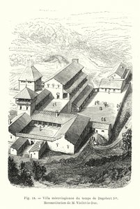 Merovingian villa from the time of Dagobert I, Reconstruction by Viollet-le-Duc by French School