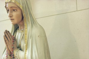 Virgin (painted wood) by French School
