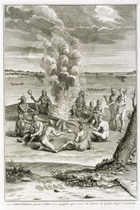 Virginians Worshipping Fire and Rejoicing Having Been Delivered from Considerable Danger, Illustration from Religious Ceremonies and Customs, Engraved by Bernard Picart