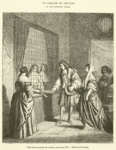 Visit in a Convent Parlor, under Louis XIV (engraving) by French School