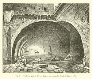 Vault of quai de Gevres, after a watercolor by Hubert Robert, 1773 by French School