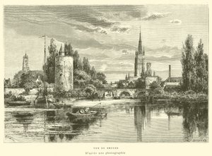 View of Bruges (engraving) by French School