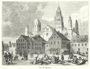 View of Mainz (engraving) by French School