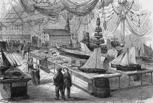 View of the main gallery of the International Exhibition of Marine and Fisheries in Boulogne-sur-Mer, Pas de Calais by French School