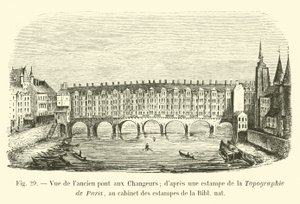 View of the old Pont aux Changeurs; after a print from the Topography of Paris, in the print cabinet of the National Library by French School