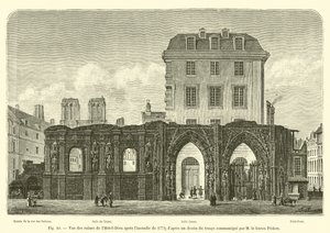 View of the ruins of the Hotel-Dieu after the fire of 1772; after a drawing of the time communicated by Baron Pichon by French School