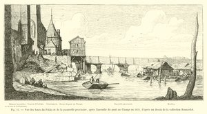 View of the Towers of the Palace and the Temporary Footbridge, after the Fire of the Pont au Change in 1621, after a drawing from the Bonnardot Collection by French School